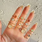 IPARAM 2021 винтажный красочный камень металлик набор колец для женщин Модный корейский набор колец из смолы женские ювелирные изделия для девочек