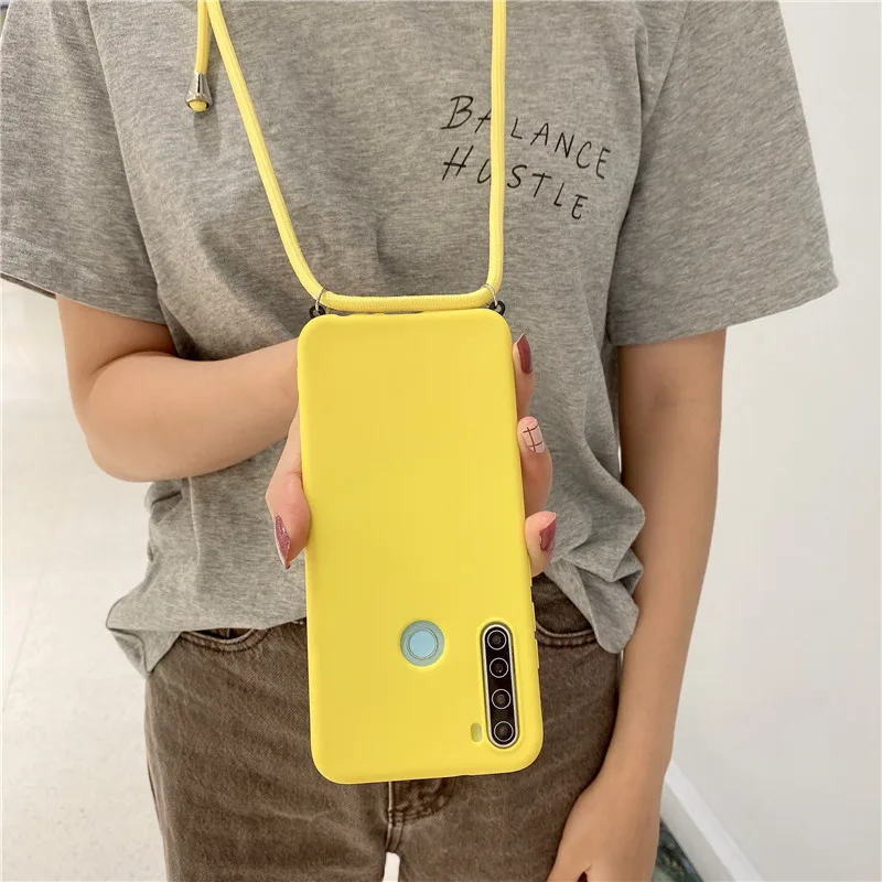 

Strap Cord Chain Matte Soft Case For Xiaomi Redmi 8 8A 9A Note 8 8t Note 9s 9 Pro Max Case Carry Necklace Lanyard Silicone Cover
