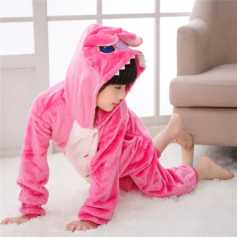 Stitch Pink 21 NEW кигуруми дети мальчики девочки с капюшоном животных единорог стежка пижамы зима мягкий пижамы комбинезон дети панда пегас пижамы милый пижама кигуруми для девочки мальчика единорога домашняя одежда - Цвет: Stitch Pink