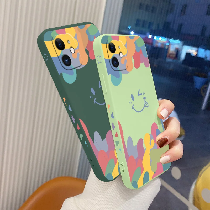

Colorful Soft Case For iPhone 12 13 Pro Max Mini 11 Pro Max X XR XS MAX SE2020 8 8Plus 7 6 6S Plus Liquid Silicone Phone Cover