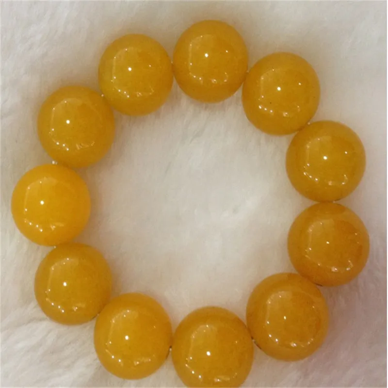 China Natural Yellow Jade Round Bead Bracelet Elastic | Дом и сад