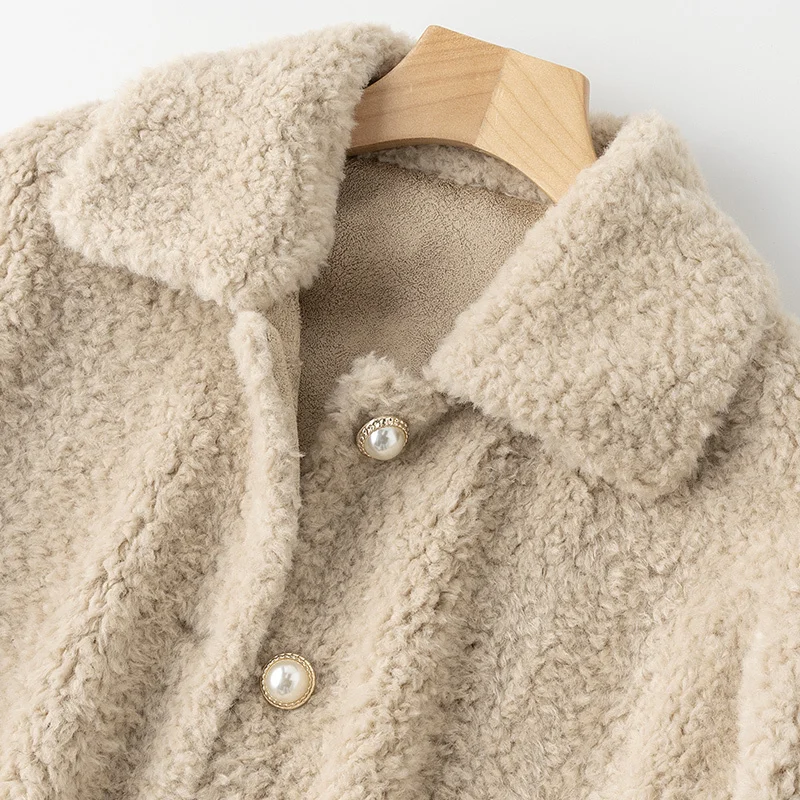 Натуральная овчина Женское пальто из 100% шерсти зимняя куртка женские корейские