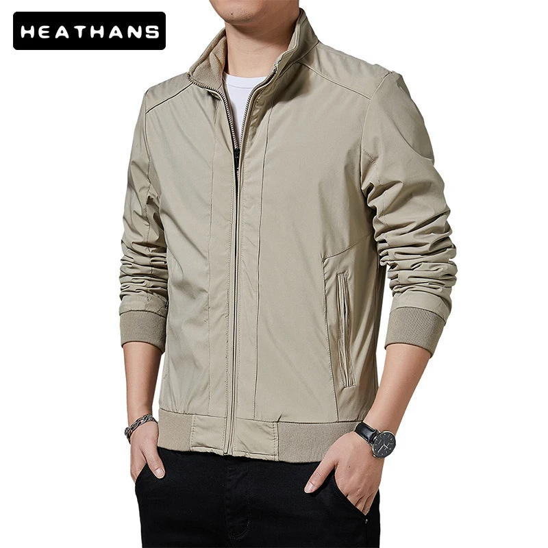 

Куртка мужская с воротником-стойкой, деловой облегающий жакет в Корейском стиле, красивая Повседневная однотонная, на молнии, большие разме...