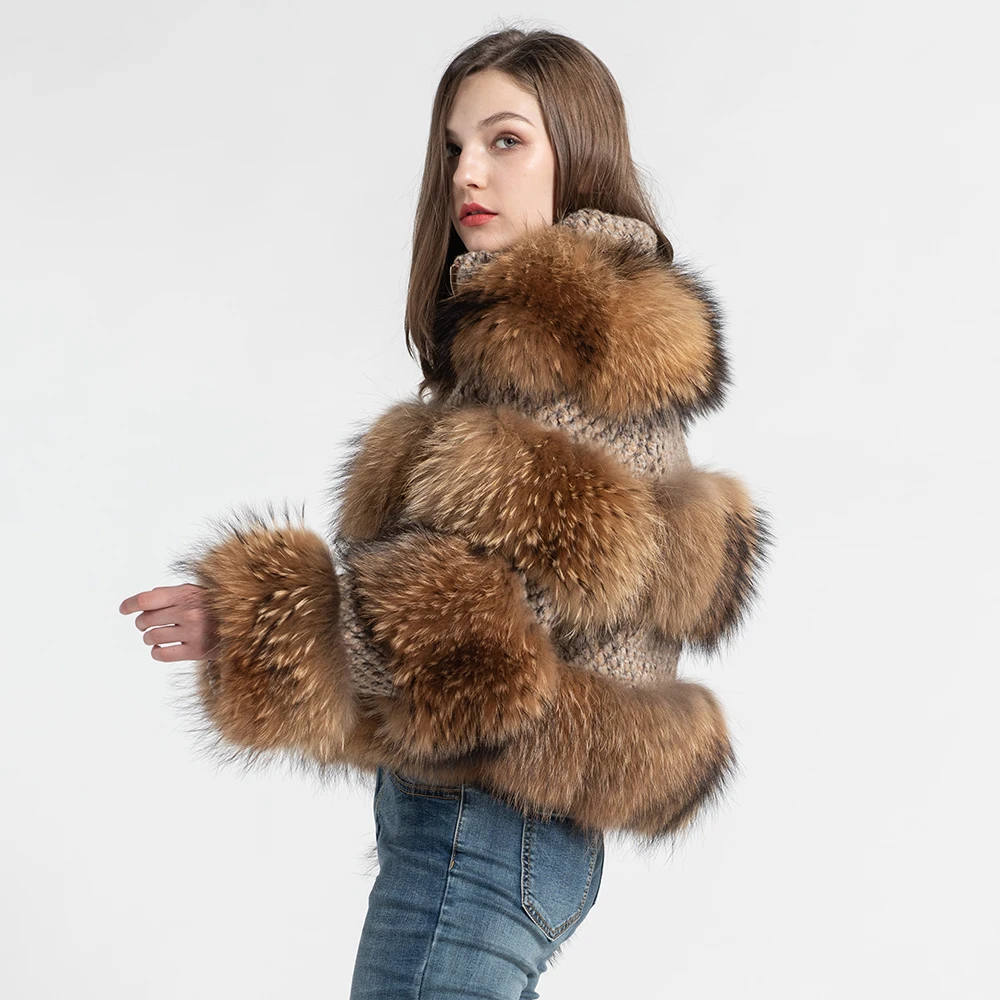 Jancoco Max натуральный мех енота куртки Женская мода натуральный мех пальто с длинным рукавом зимние женские пальто S7458