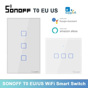 SONOFF T0 ЕССША WiFi умный выключатель Умный домашний выключатель настенный светильник сенсорный выключатель панель для Alexa Google Assistant eWelink
