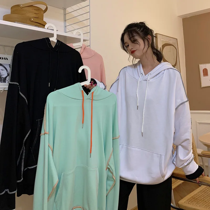 

2021 новые базовые толстовки для женщин для отдыха женские зимние однотонные повседневные толстовки Топы весна-осень