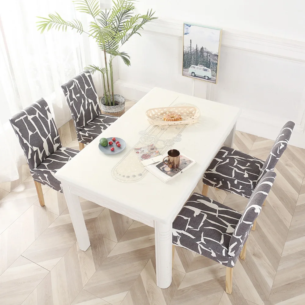 

Geometric Chair Covers Spandex Elastic Stretch Decoration Chair Dining Seat Cushion Anti-dirty Washable