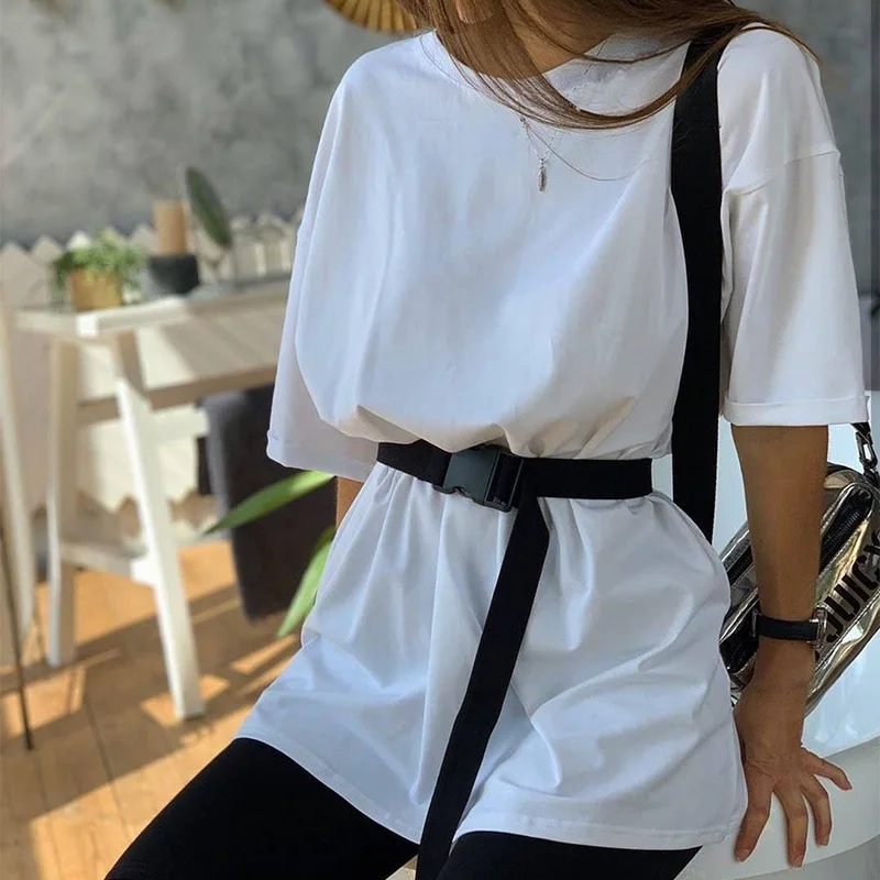 

Summer Women's 2 Piece Set Belt Solid Color Outfits Female Sports Tracksuit Set for Women 2020 New Casual T Shirt Shorts Suit