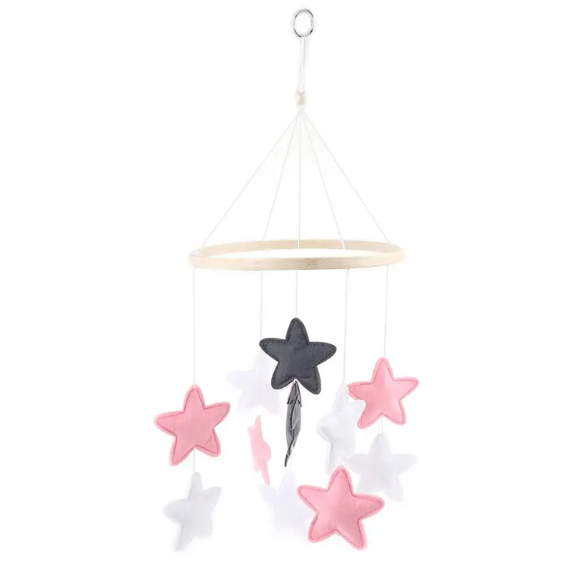 

N80C Baby Crib Felt Stars Musical Mobile Rattle Infant Cot Wind Chime Bed Bell Toys Kids Room Hanging Decor