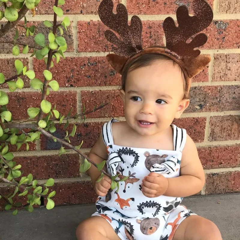 Детский комбинезон с животными для новорожденных Модная одежда малышей Милый