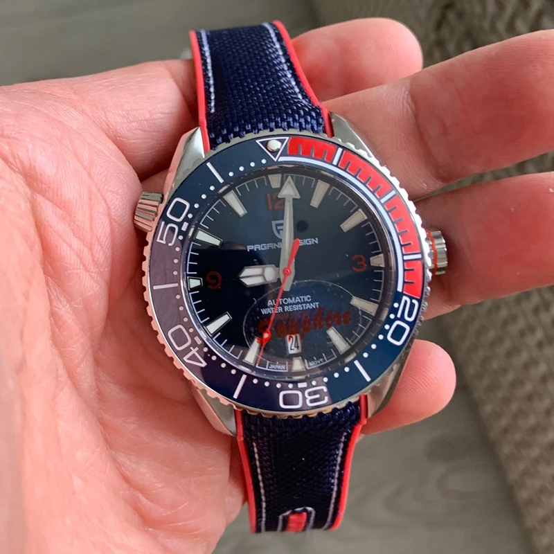 

Часы Pagani Design NH35 Мужские механические, автоматические Спортивные Повседневные из нержавеющей стали с сапфировым стеклом, Водонепроницаемос...