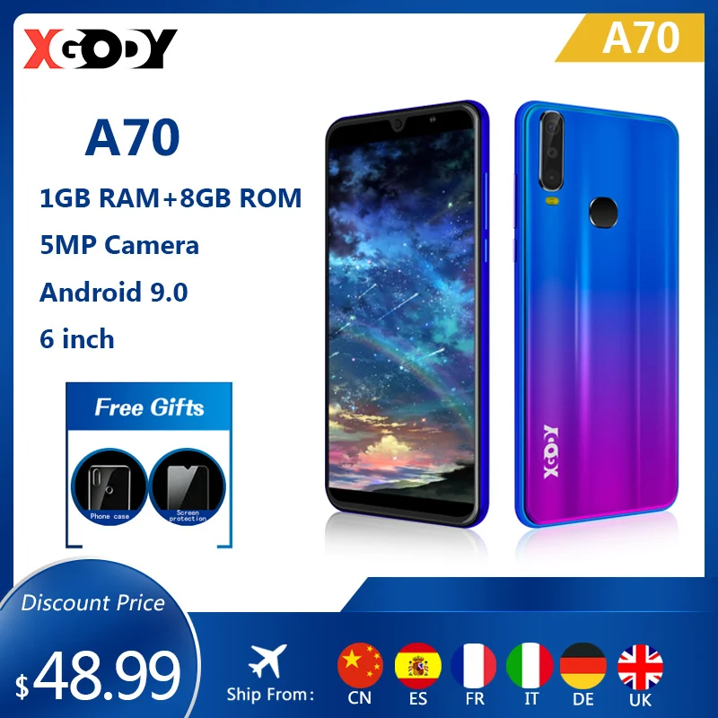 Смартфон Android 1 ГБ 8 мобильный телефон разблокировка 6 дюймов две sim карты GPS WiFI