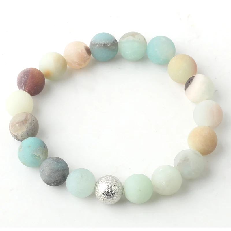 Золото серебрение бусины Парные браслеты натуральный матовый Камень Амазонит