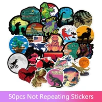 50pcs jurassic dinosaur world cartoon stickers for refrigerator suitcase laptop motorcycle skateboard kids stickers gift toys