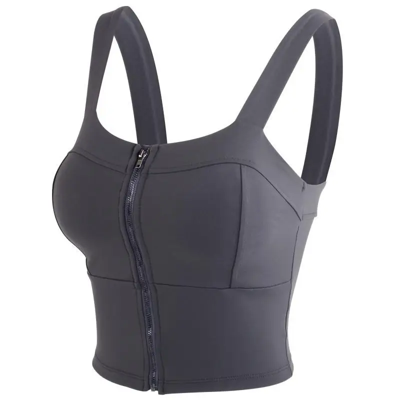 

Sports Bra Cropped High Impact Support Zipper Crop Top Women Gym Underwear Running Workout Fitness Tank Top Yoga Vest