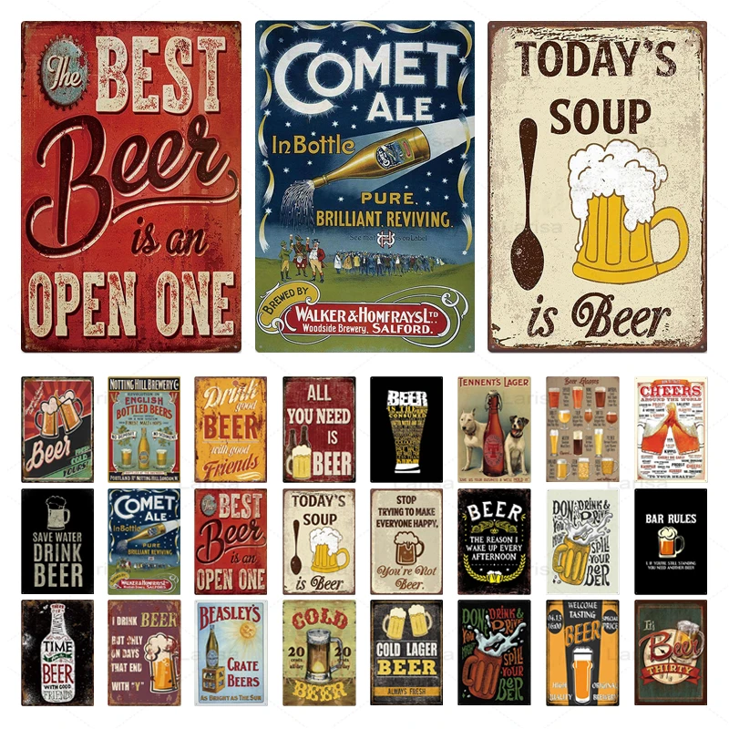 

Vintage Beer Metal Tin Signs Pub Tavern Wall Decor for Bar Pub Club Man Cave Retro Metal Art Posters Metal Painting