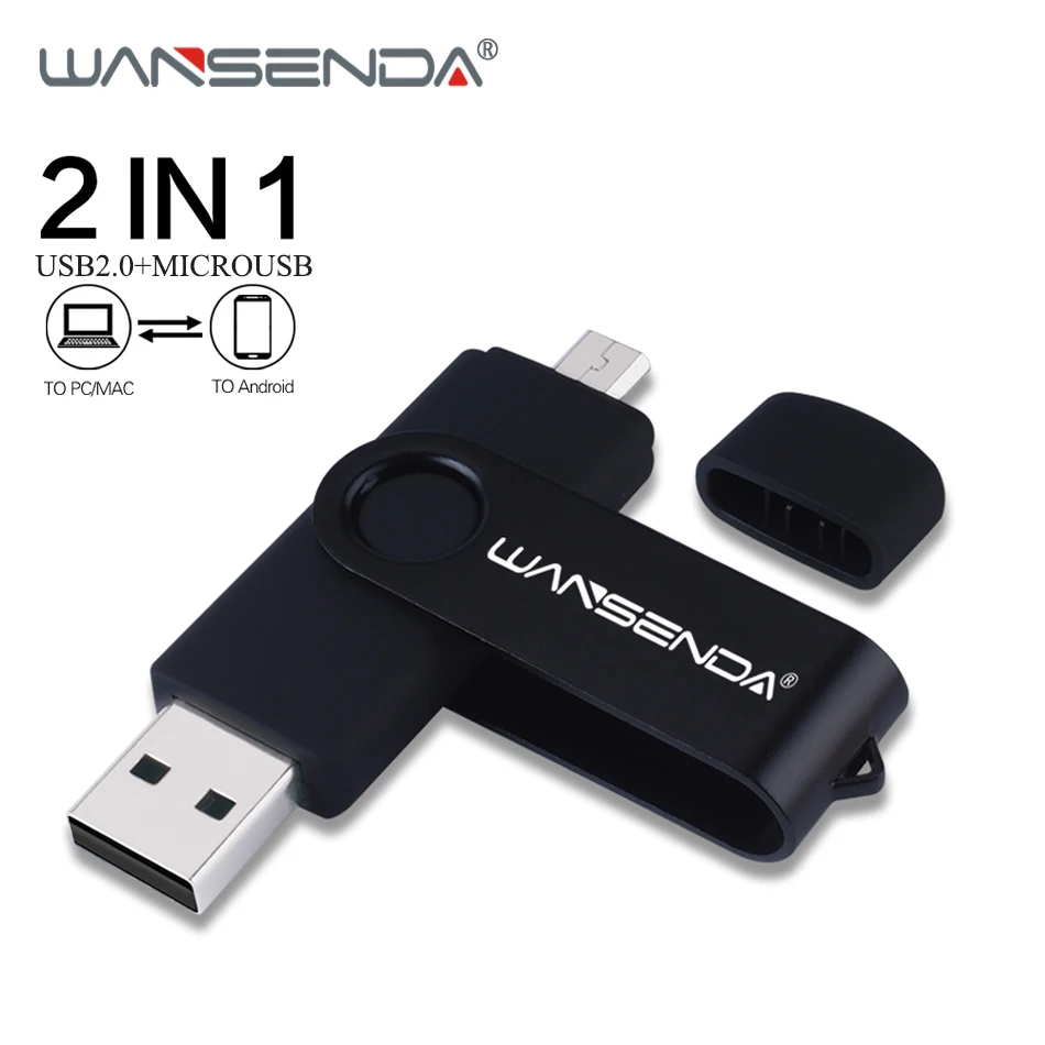 

WANSENDA USB Flash Drive 128GB OTG 2 in 1 USB2.0 & Micro USB Pen Drive 256GB 64GB 32GB Pendrive Real Capacity USB Memory Stick