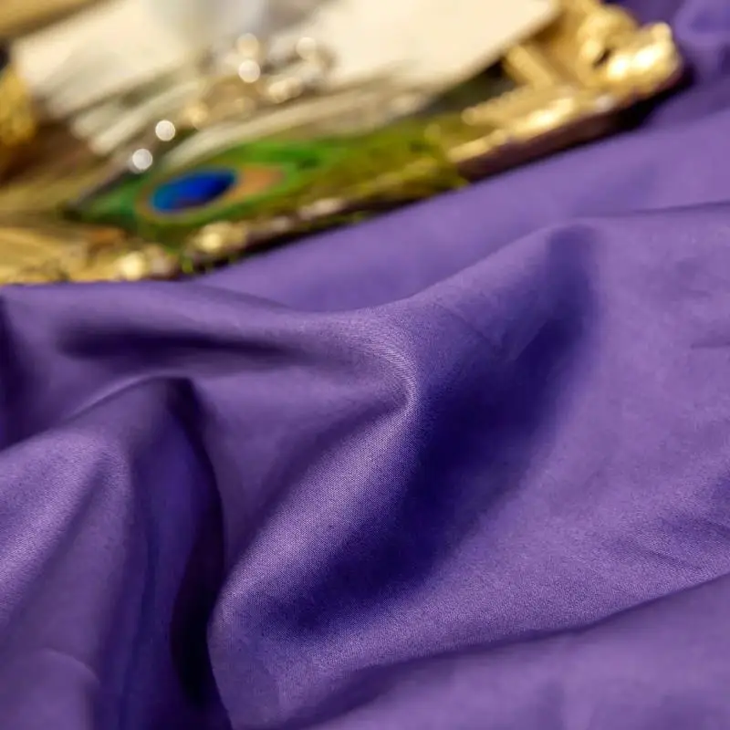 

J Egyptian Cotton Purple Bedding set Queen King size 4PCS Premium Embroidery Duvet cover Flat Bed Sheet Pillow shams