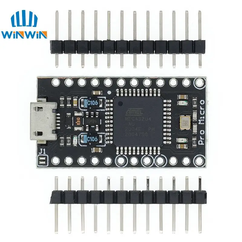 Pro Micro ATMEGA32U4 5V/16MHZ module With the bootloader for arduino MINI USB/Micro USB/TYPE-C with 2 row pin header | Электронные