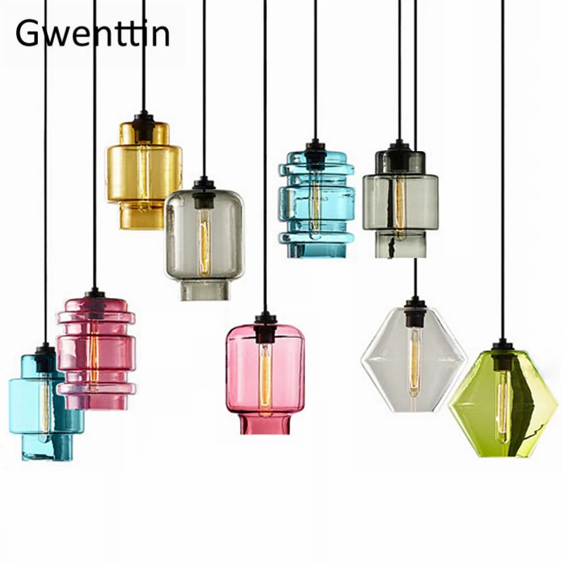 

Modern Stained Glass Pendant Lights for Home Dining Room Kitchen Light Fixtures Loft Decor Industrial Led Hanging Lamp Luminaire