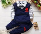 Весенне-осенний комплект, детская одежда, рубашка с длинным рукавом + штаны, комплект одежды для младенцев