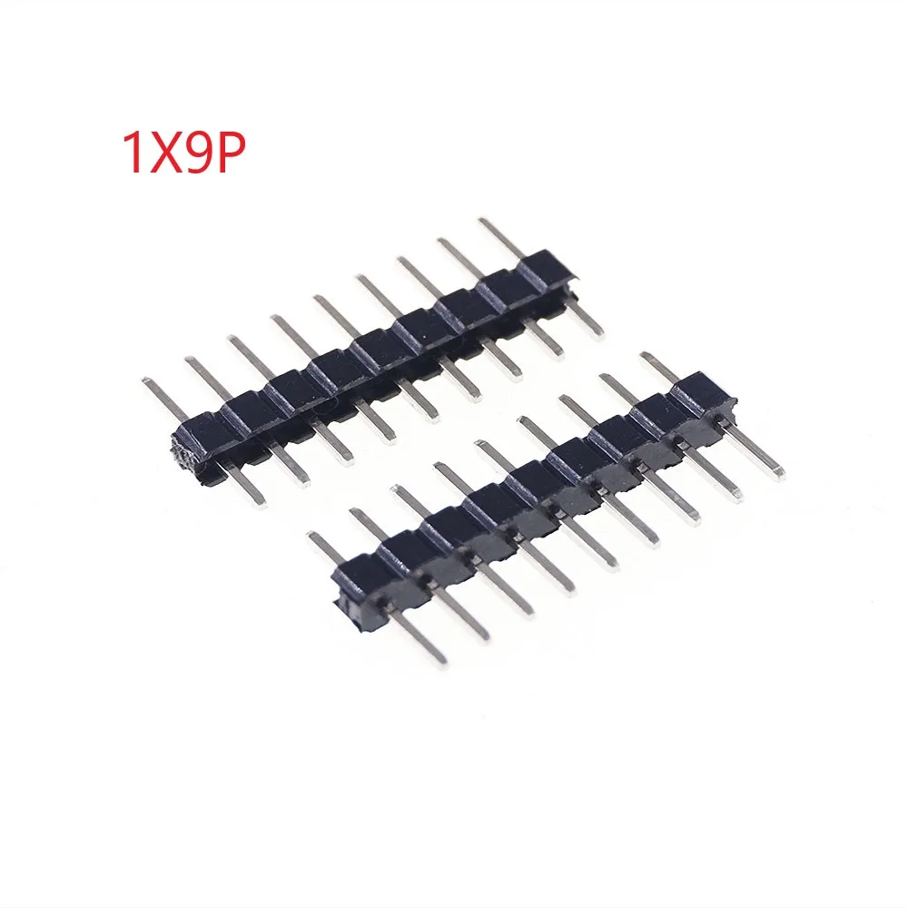 

1000pcs 1x9 P 9 Pin 2.0 mm Pin Header Male Single Row Straight PCB 180 Through Hole Insulator height 2.00mm Rohs Lead Free