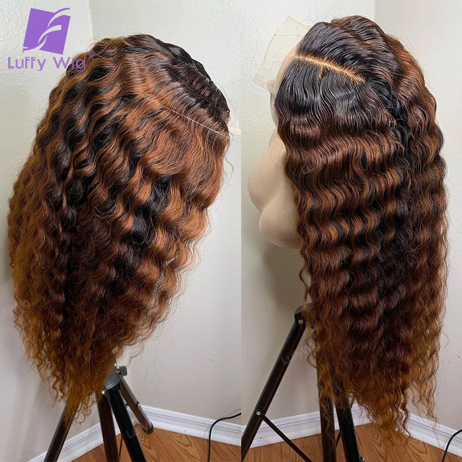 Ed T1b/30 Deep Wave Wigs 13x6 Lace Frontal Human Hair Wigs For Woman Remy Brazilian Natural Hairline 180% Luffywig