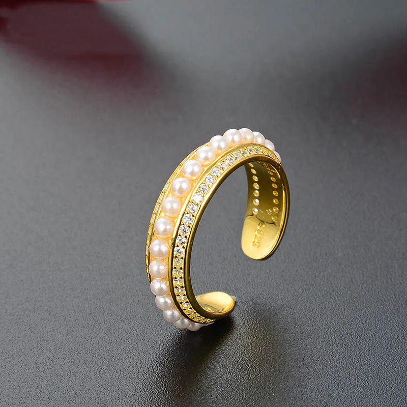 Женское кольцо из серебра 925 пробы с пресноводным жемчугом | Украшения и