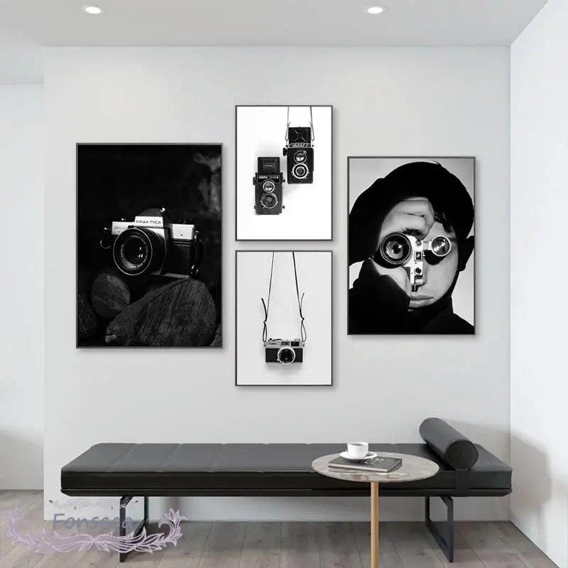 

Modern Black and White Photography Pictures Retro Camera Wall Art Posters Nordic Canvas Painting Home Decoration Living Room