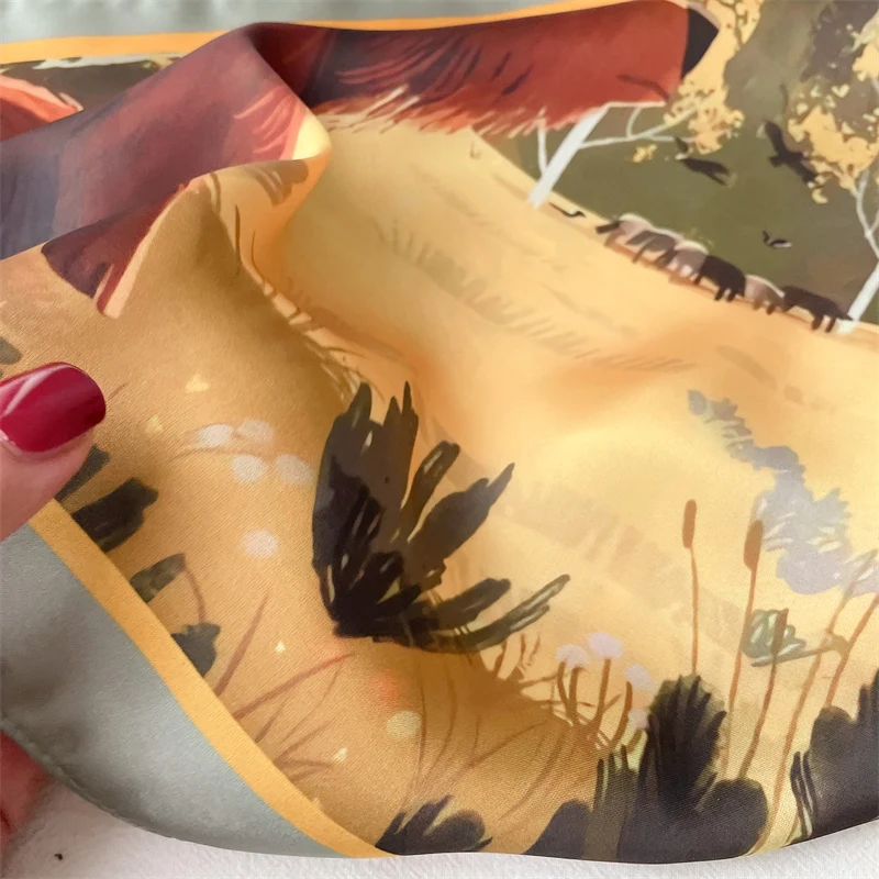 

Summer Headband Bear Animal Scarf for Women Small Neckerchief Hair Handbag Wrist Print Head Scarves Shawl Foulard 2021 Bandana