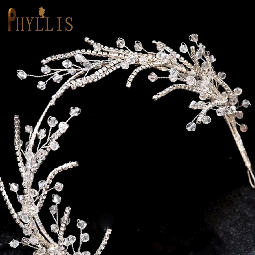 

PHYLLIS A120 Elegant Crystal Bridal Headband Handmade Wedding Headhoop for Women Fashion Hair Tiaras for Girls Hair Jewelry