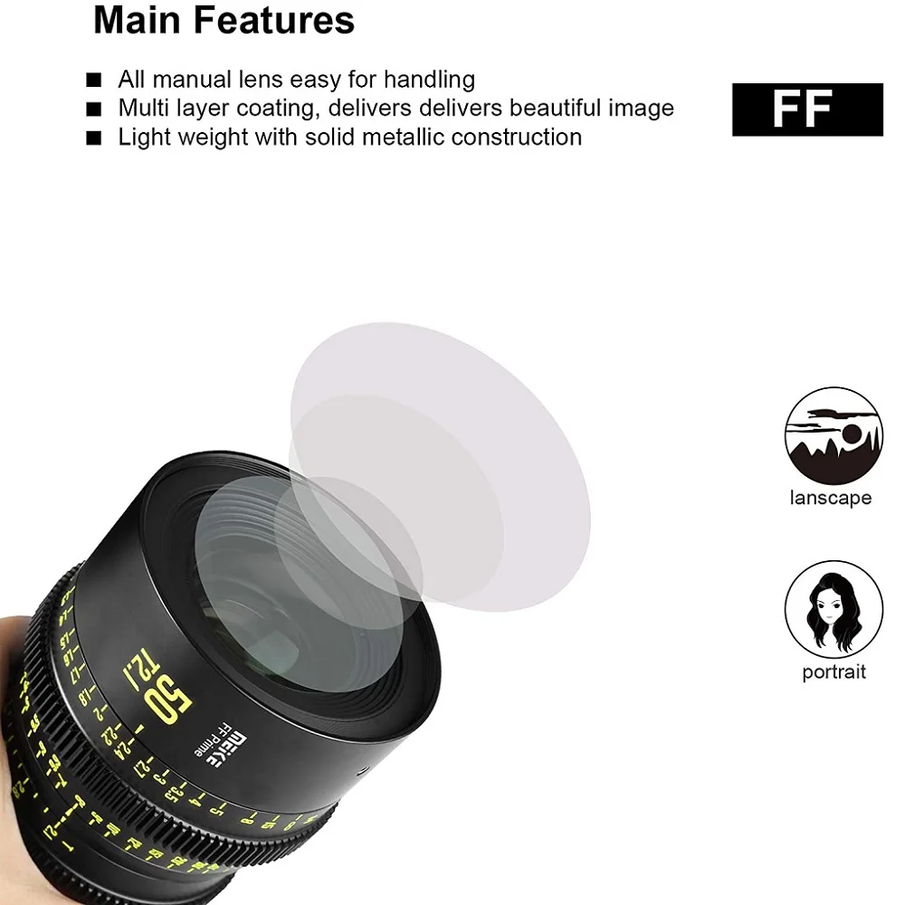 Meike 50 мм T2.1 кинообъектив с ручной фокусировкой полная Рамка для Canon EOS EF крепление