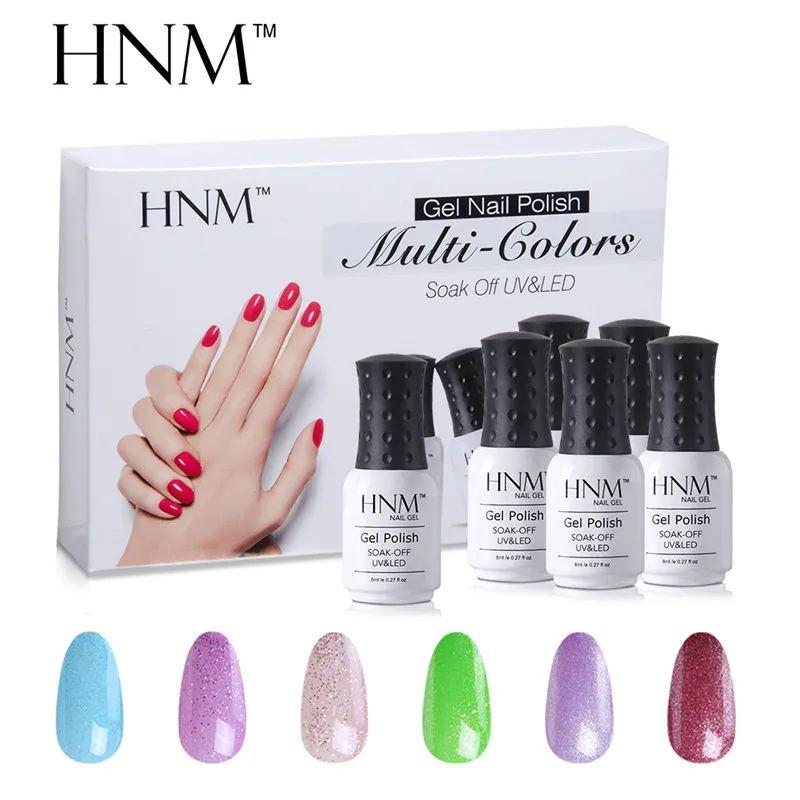 HNM 6pcs/set Nail Art Pure Color 8ML Gel Varnish Sets Nail Polish Kit Manicure UV Gel Lucky Gel Varnish Lacquer DIY For Nail Kit - Цвет: 11