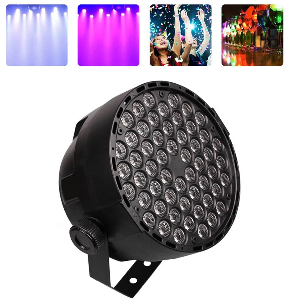 LED Flat Par 54X1W RGBW Color Lighting Strobe DMX Controller For Disco DJ Music Party Club Dance Floor Bar Darkening Stage Light