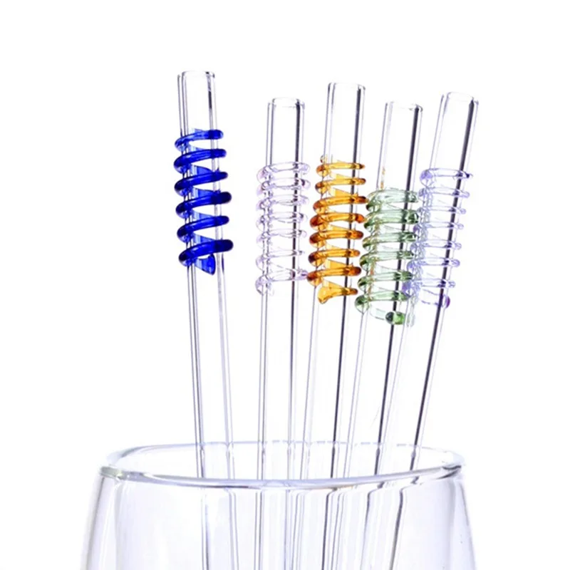 

Многоразовые стеклянные соломинки с красочными наконечниками, стеклянные соломинки для напитков, аксессуары для кухни, бара, вечевечерние