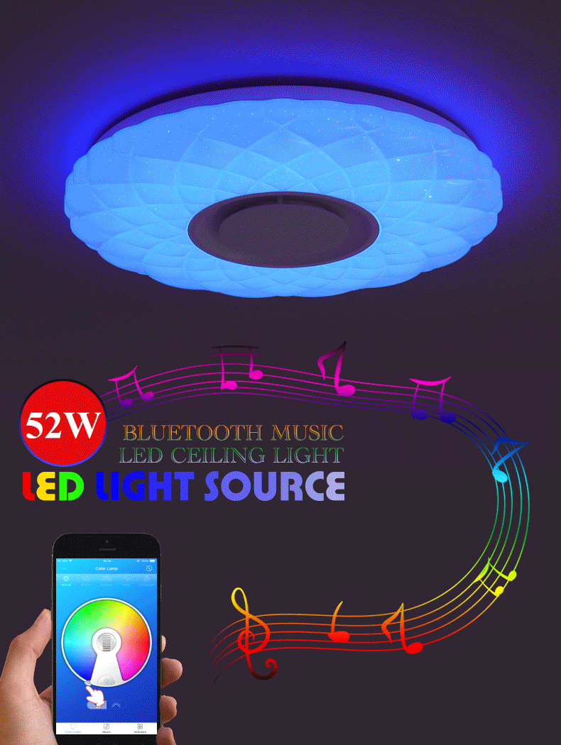 Современные светодиодные потолочные лампы Домашний Светильник ing XU-36W 52 Вт RGB приложение Bluetooth музыкальный светильник для спальни лампы для гостиной умный потолочный светильник