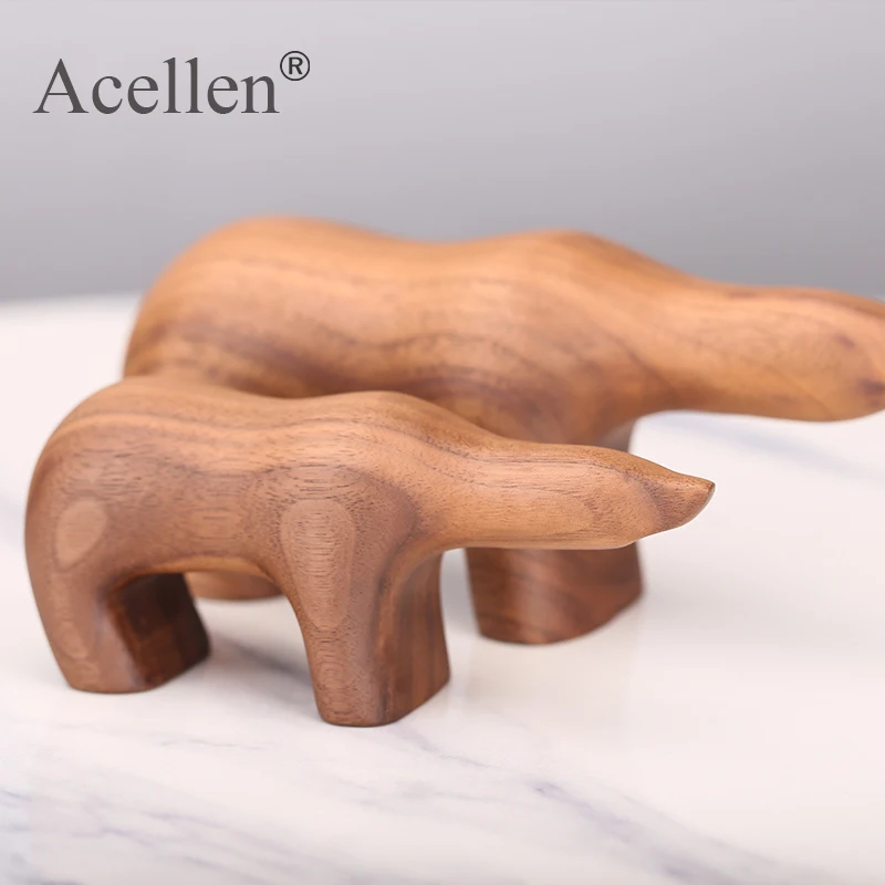Модель деревянного полярного медведя аксессуары для домашнего декора фигурки