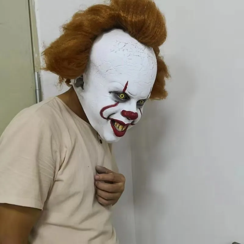 Горячая Stephen King's Pennywise латексная на все лицо маска золотые волосы это клоун для косплея вечерние маски реквизит Джокер маски для Хеллоуина