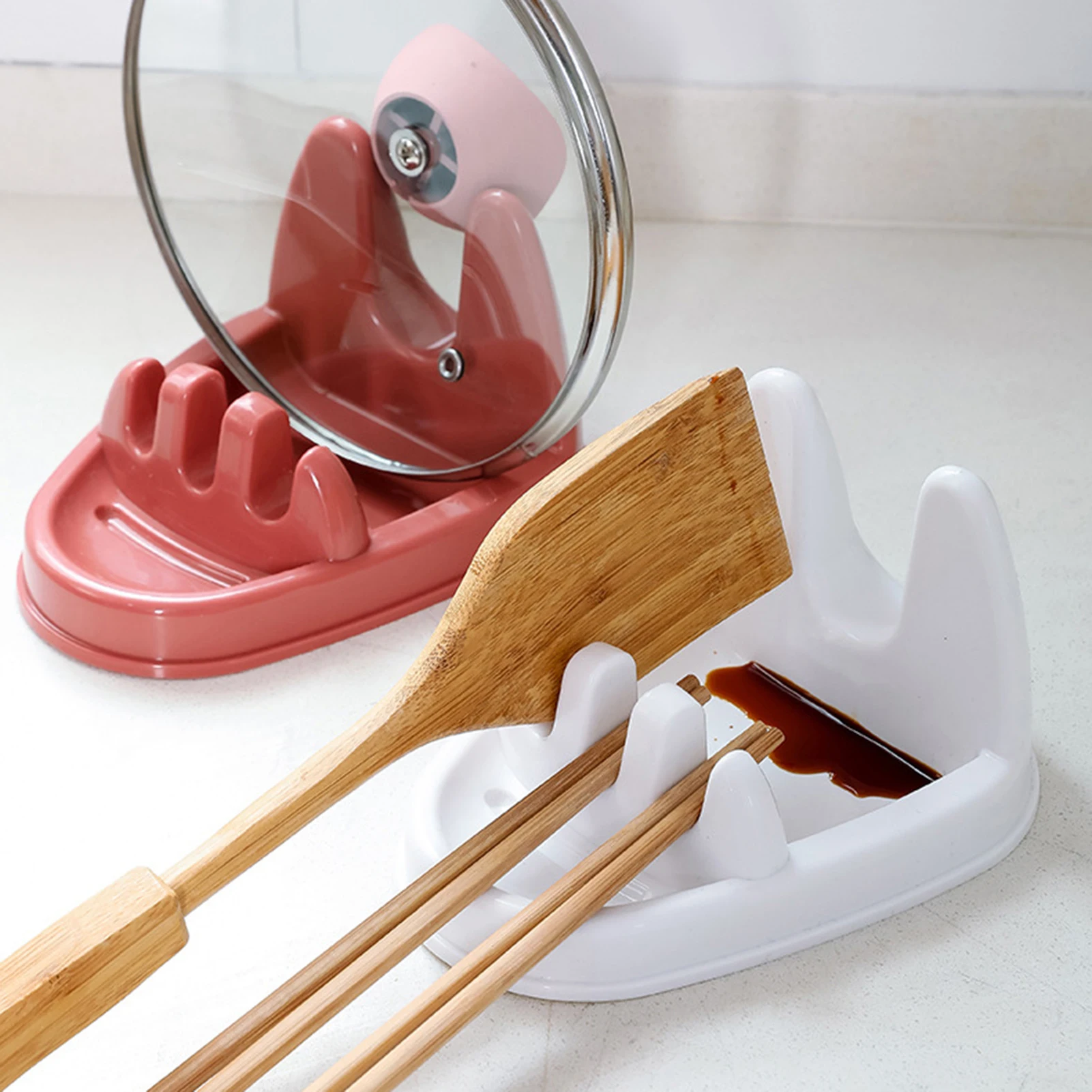 

Household Cooking Spatula Pot Lid Cover Storage Stand Shelf Rack Kitchen Tool