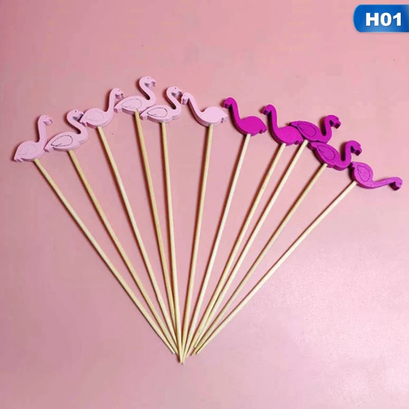 100 шт Фламинго бамбуковая палочка буфет ананас кактус листья фрукт для кекса