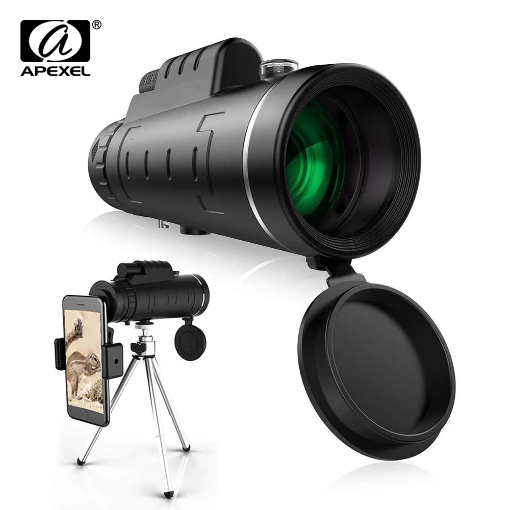 

APEXEL Telescope Monocular 40X60 Zoom Telephoto Lens Clear Pocket Monoculars with SmartPhone Holder for Camping Hunting Hiking