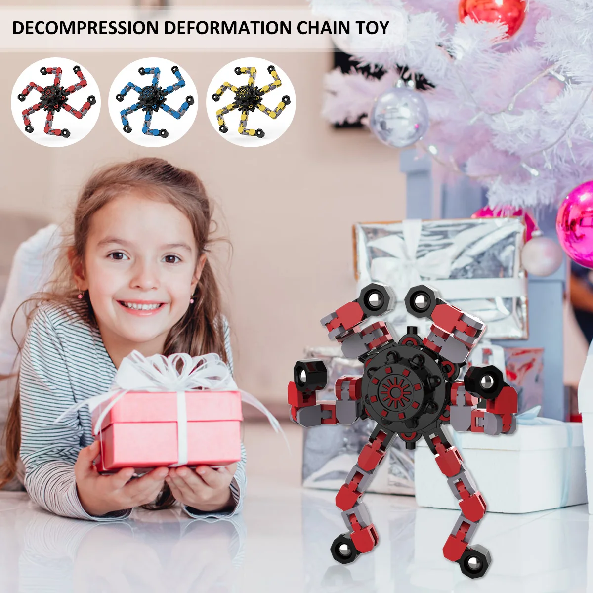

New DIY Rotating Kids Toys Handheld Fidget Spinners Deformed Finger Tip Chain Mechanical Gyroscope Child Adult Decompression Toy