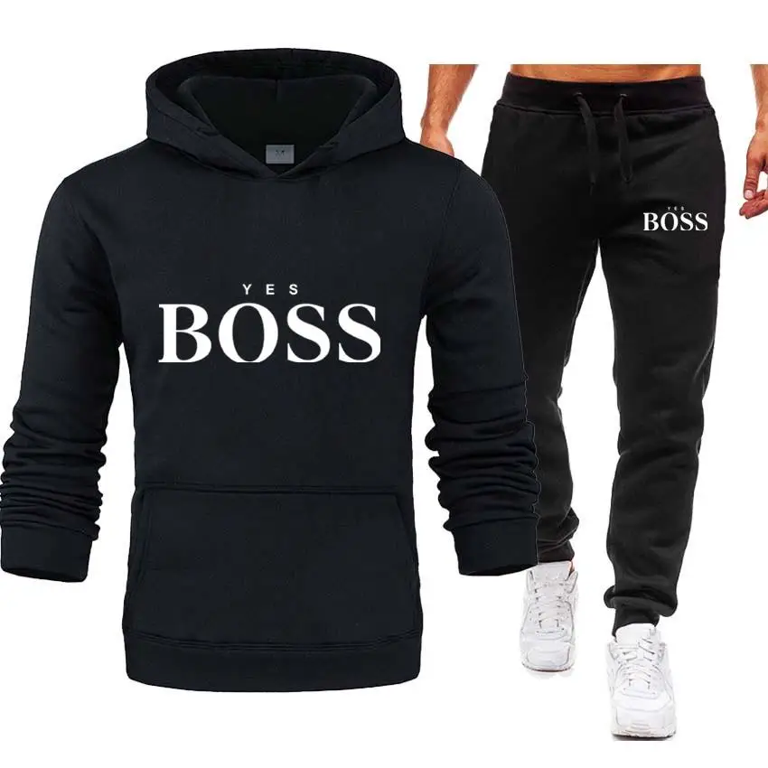 

Yes Boss ensemble deux pices pour hommes, sweat capuche + pantalon, survtement de Jogging, vtements de sport de marque