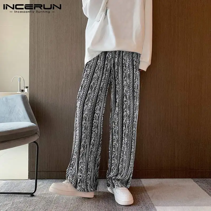 

2022 мужские брюки с принтом, джоггеры с эластичной талией, Свободные повседневные Прямые брюки, Мужская Уличная одежда, складки, повседневны...