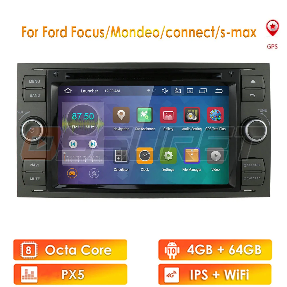 Billig 8 Core 4G 64G Android DVD Auto Multimedia-Player Für Ford Transit Fokus C-MAX Verbinden S MAX Mondeo Kuga Wifi 4G GPS Auto Radio