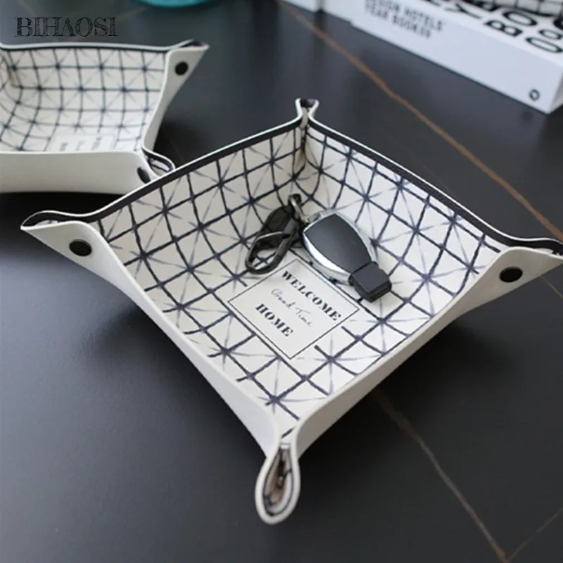 Настольный лоток для хранения искусственной кожи украшения дома кости ключей