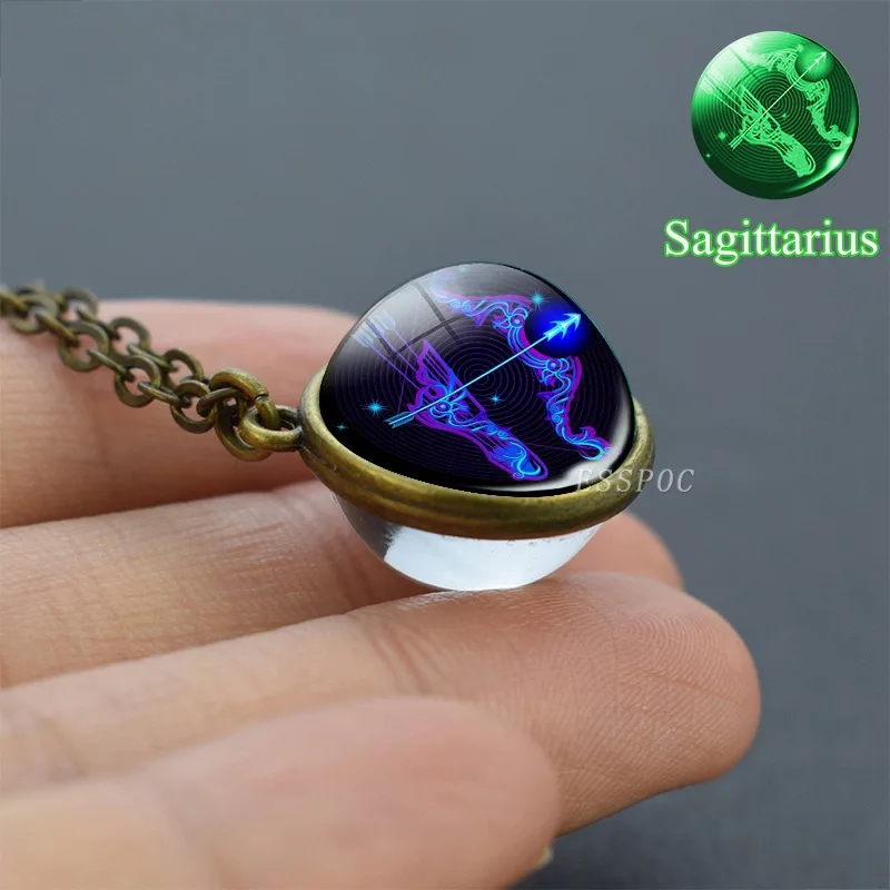 Светящаяся в темноте цепочка на свитер с 12 созвездиями стеклянный шар Подвеска