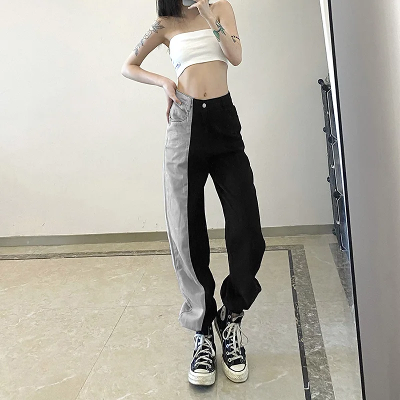 Брюки женские прямые с завышенной талией модные штаны в европейском и