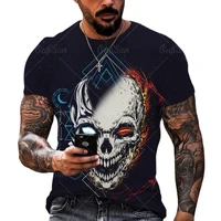 fashion new product horror skull 3d print mens t shirt summer o neck casual breathable oversized male t shirt top men clothing
