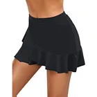 Однотонная женская юбка для плавания, юбка для плавания, комплект, короткая пляжная эластичная одежда для плавания, брюки Топик Женский # T2P